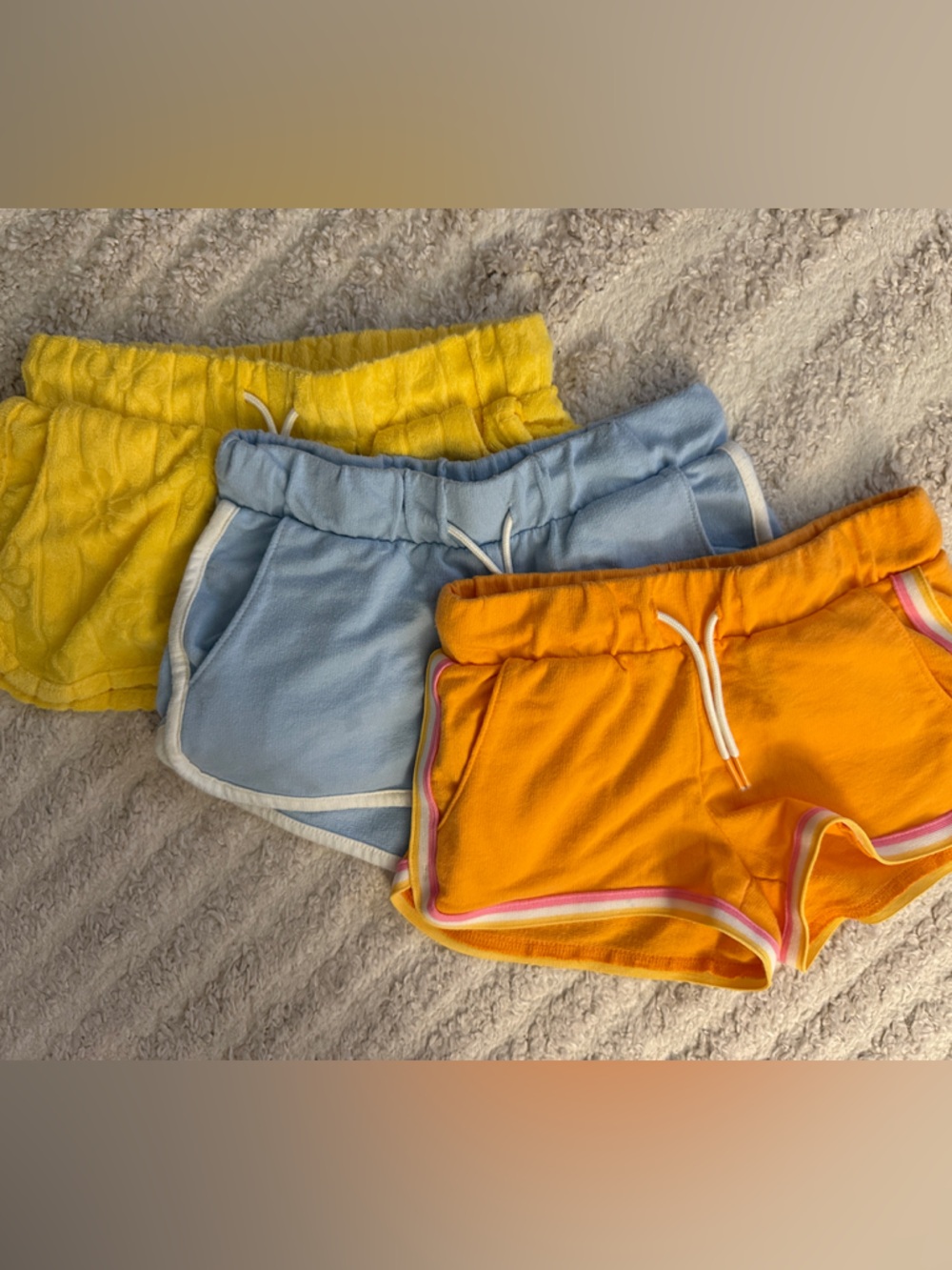 3 Old Navy Color-Block Terry Shorts - Yellow, Blue & Orange